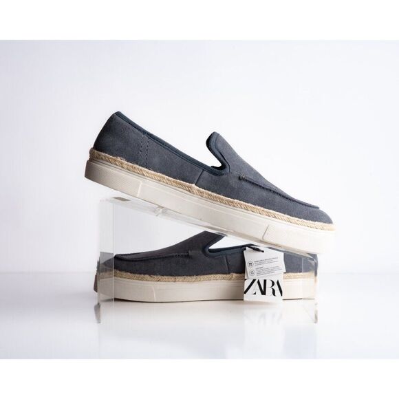 Zara Mens Suede Espadrilles Loafers Sneakers Blue US 7 EU 40 New 2503/420 - Picture 3 of 8